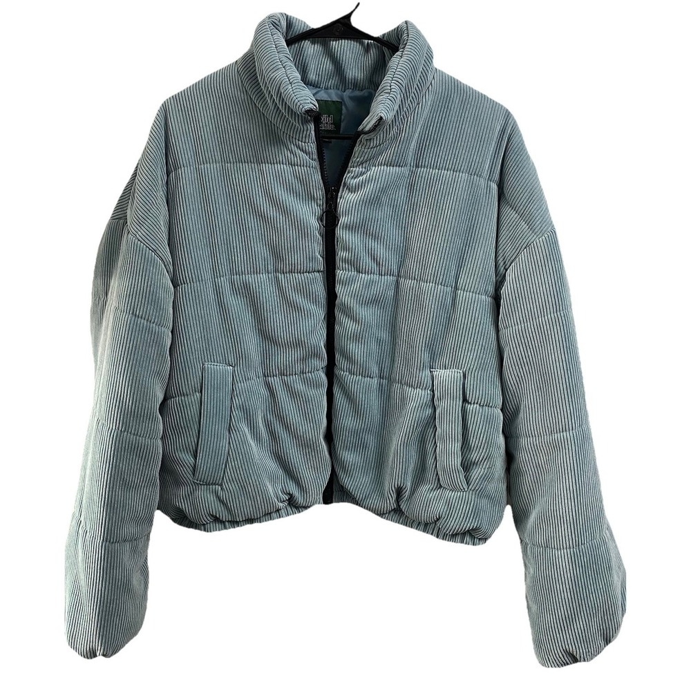 Wild Fable Y2k Womens Bomber Puffer Full Zip-up Jacket Light Blue Sz. L